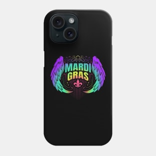 Rainbow Colored Angel Wing With Fleur De Lis For Mardi Gras Phone Case