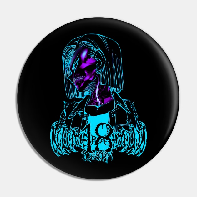 ANDROID NUMBER 18 (Death metal logo) Pin by LANX