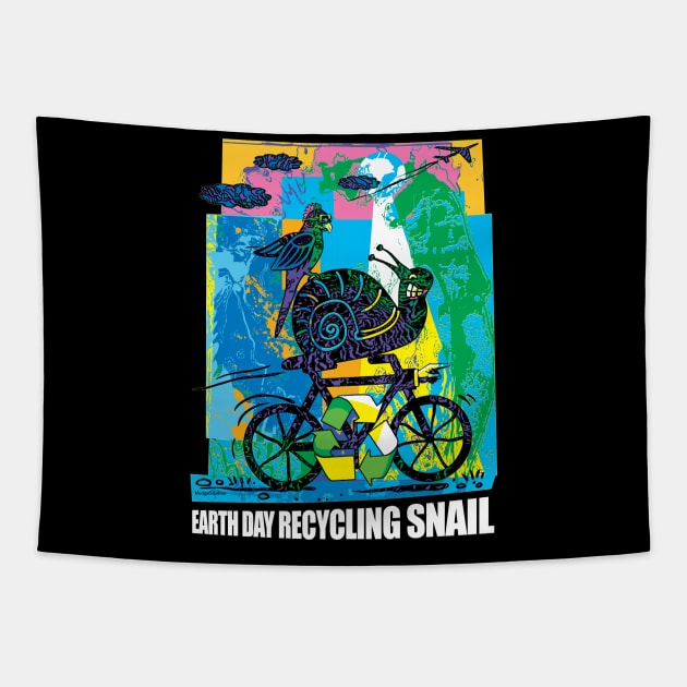 Earth day recycling snail Tapestry by schaefersialice