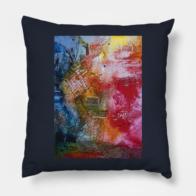 War Zone Collagraph Pillow by Heatherian