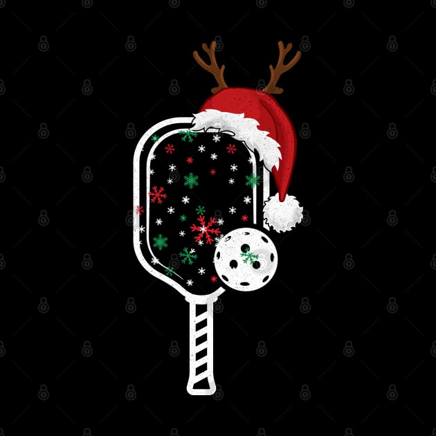 Funny Christmas Pickleball Player Reindeer Santa Hat Paddleball, Pickleball Christmas Family Matching by Nisrine