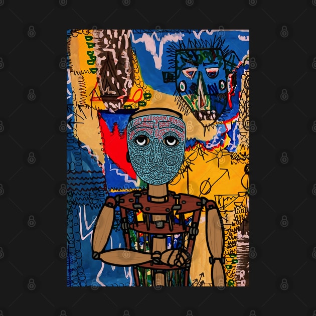 R2D2 NFT - Unique Traits with Puppet Mask and Street Art Background by Hashed Art