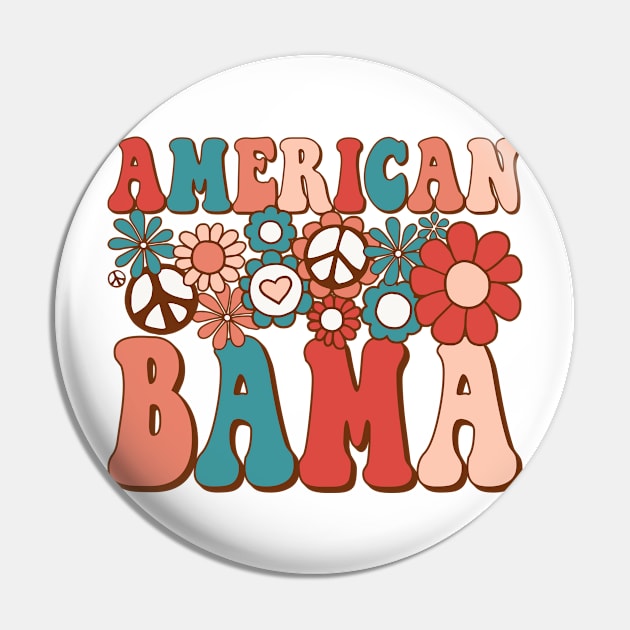 Retro Groovy American Bama Matching Family 4th of July Pin by BramCrye