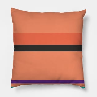 A lovely collection of Light Red Ochre, Faded Orange, Purple, Persian Green and Dark Charcoal stripes. Pillow