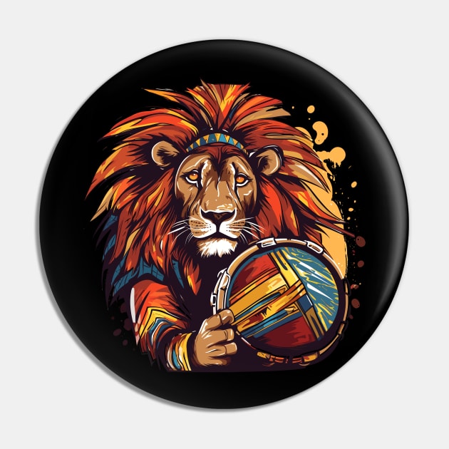 Lion playing drums Pin by Graceful Designs