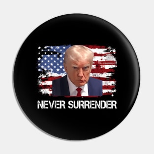 Trump Never Surrender Usa Flag Pin