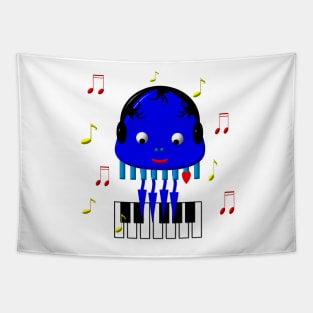 Cute Jamming Jellyfish Tapestry