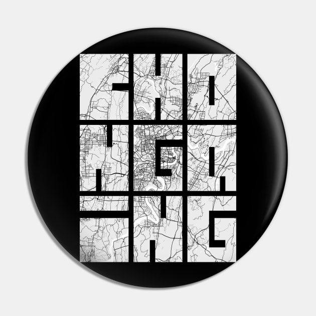 Chongqing, China City Map Typography - Light Pin by deMAP Studio