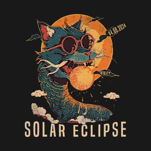 Solar Eclipse 4.08.2024 Funny Dragon Cat Sunglasses Totality T-Shirt