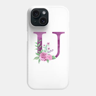 Floral Monogram U Beautiful Rose Bouquet Phone Case