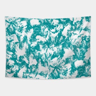 Teal Contrast Brushstrokes Tapestry