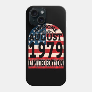 40 Years Old Birthday Gifts Born August 1979 Retro US Flag Phone Case