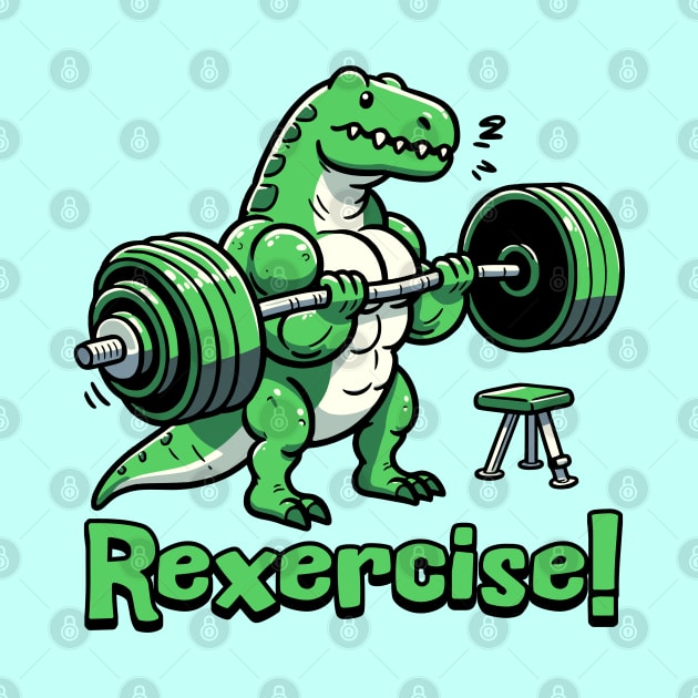 Rexercise! Cute Weightlifting Dinosaur Pun by Cute And Punny