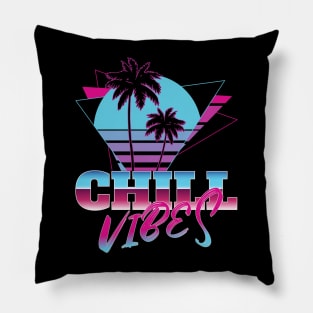Chill vibes triangle tropical sunset 80s neon nostalgic design Pillow