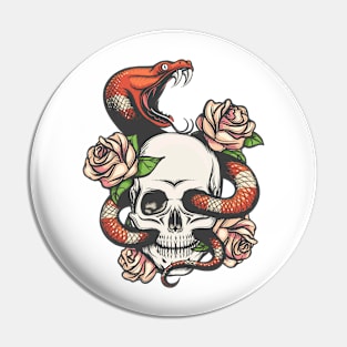 Skull with Snake and roses Pin