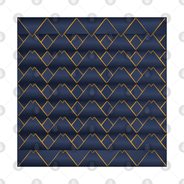 Golden triangular pattern on navy blue background filling the frame. by ikshvaku