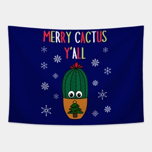 Merry Cactus Y'all - Cactus In Christmas Tree Pot Tapestry