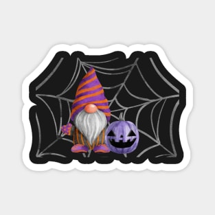 Halloween Gnome with Purple Pumpkin Magnet