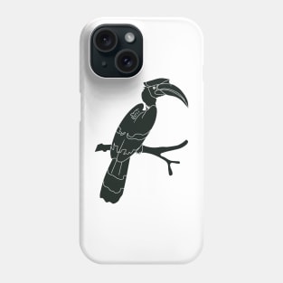 hornbill perching on a branch Phone Case