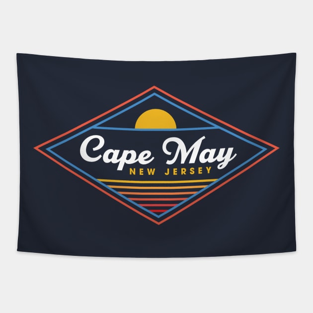 Cape May Diamond Retro Sunset Cape May NJ Family Vacation Tapestry by PodDesignShop