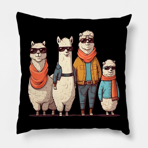 Alpaca Family Road Trip Pillow by origato