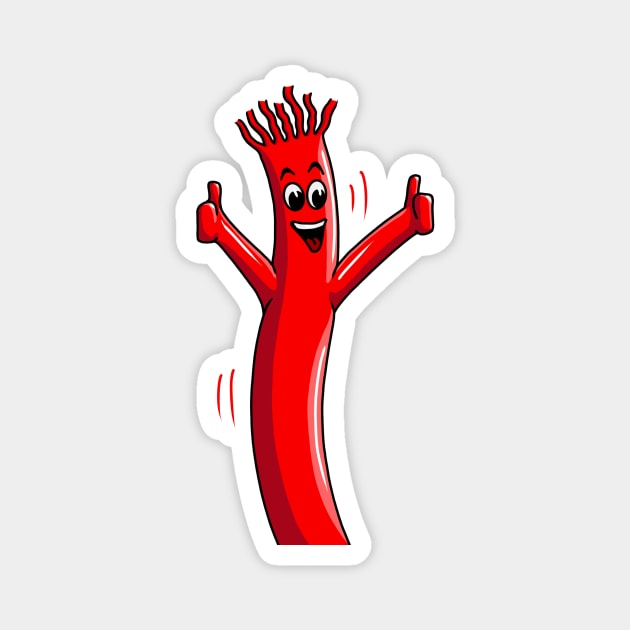 Red Wacky Waving Tube Man Portrait Magnet by y30artist