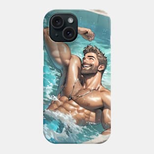 Handsome man in the pool Phone Case