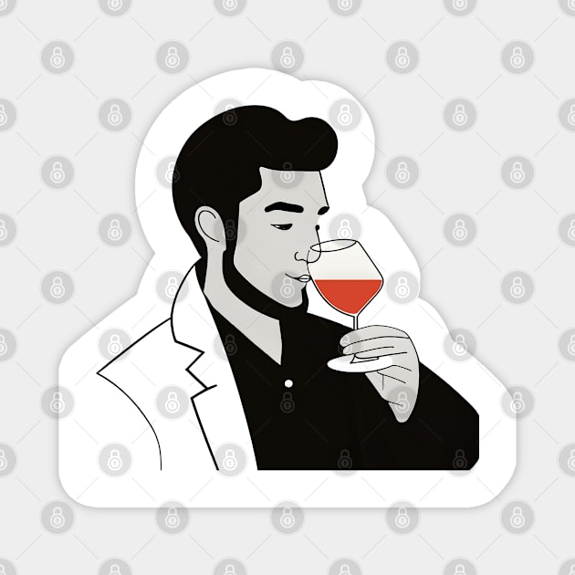 Wine Drinker Magnet by ArtShare