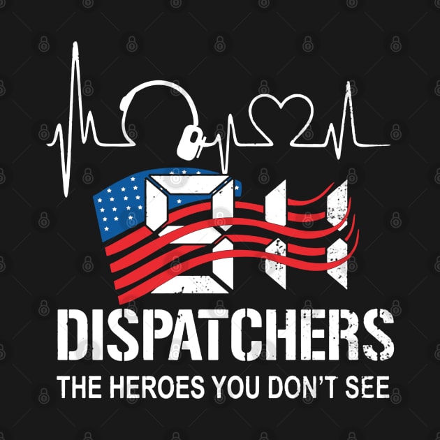 911 Dispatchers Heroes American Flag by QUYNH SOCIU