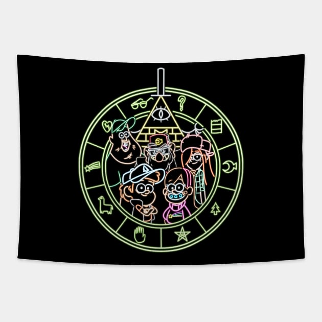 Gravity Falls neon Tapestry by AlanSchell76