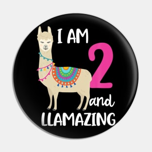 2Nd Birthday Llama I M 2 Years Old And Llamazing Pin