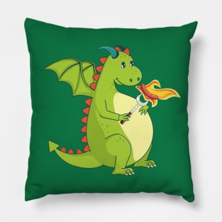 Green dragon with grilled sausage Pillow