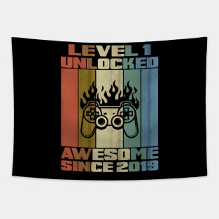 Level 1 Unlocked Birthday 1 Year1 Old Awesome Since 2019 Tapestry