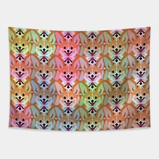 Multicolor Cardigan Corgi Face Pattern - version one Tapestry