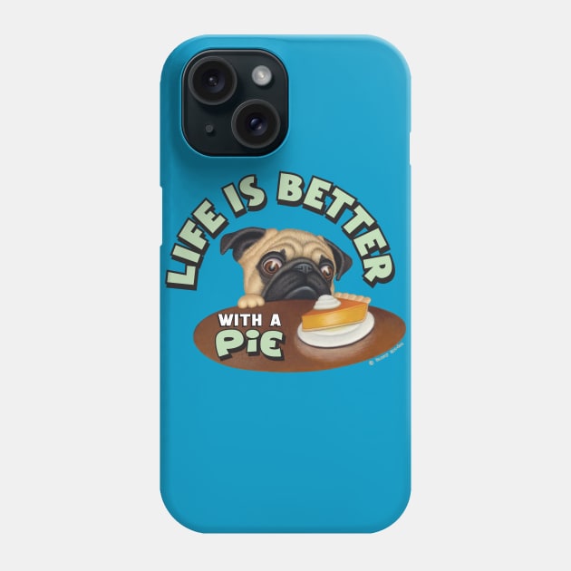 Cute great wonderful awesome Pug Eying Pie on Table Phone Case by Danny Gordon Art