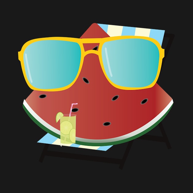 Funny Watermelon with sunglasses illustration by sigdesign