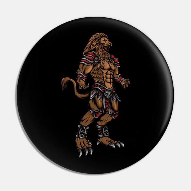 Standing Lion Monster Pin by JagatKreasi