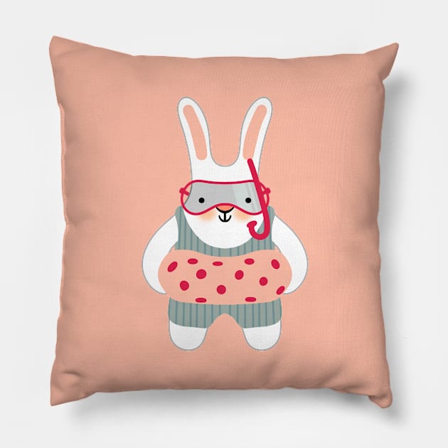 funny bunny summer Pillow by MAYRAREINART