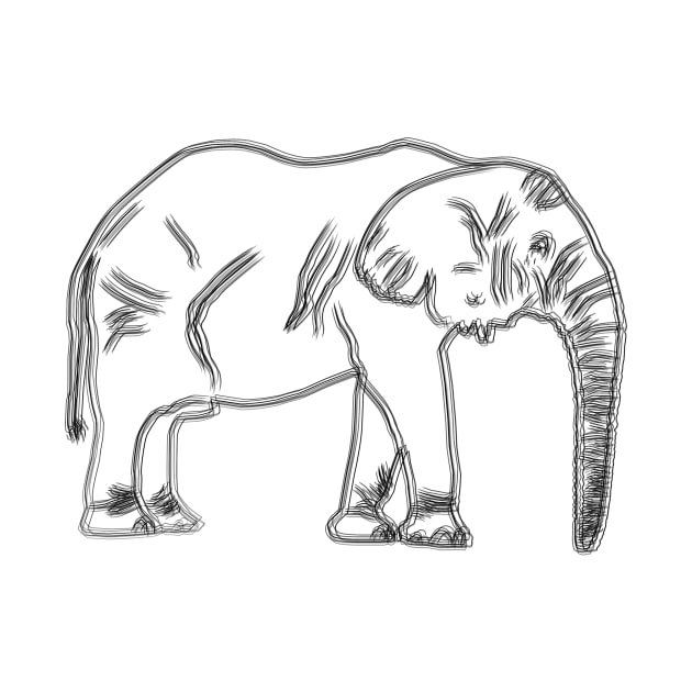 Minimalist Elephant Drawing by Raimondi