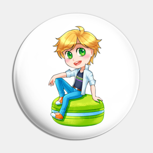 Mlb Chibi Sticker Adrien Miraculous Ladybug Pin Teepublic As ladybug as ladybug, her hair becomes a slightly darker shade of blue. mlb chibi sticker adrien