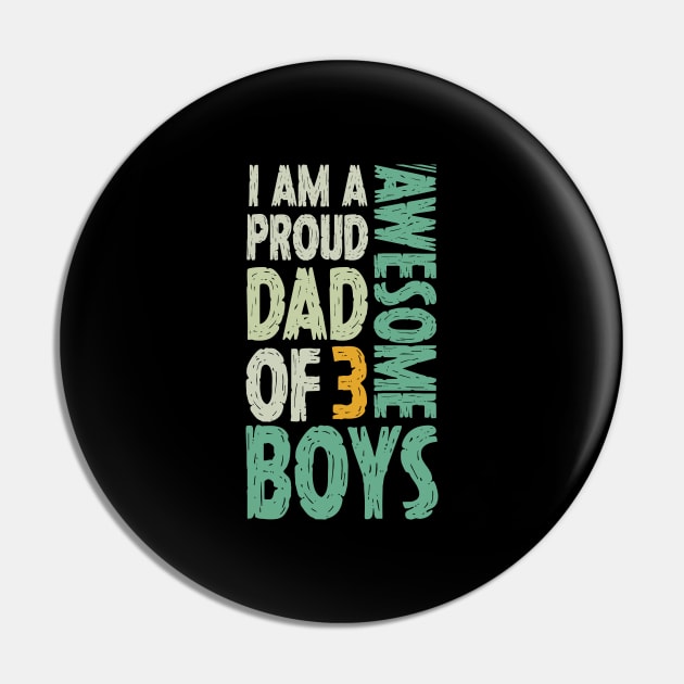 Dad of 3 Boys Dad Gifts From Son For Fathers Day Pin by Tesszero