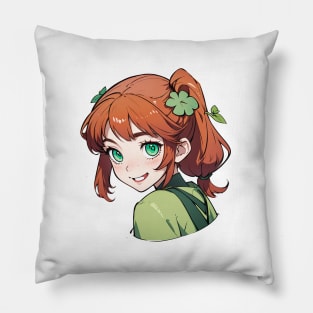 Cute happy anime girl in summer series Pillow