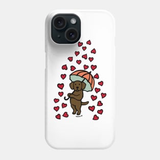 Chocolate Labrador Cartoon and Rain of Hearts Phone Case