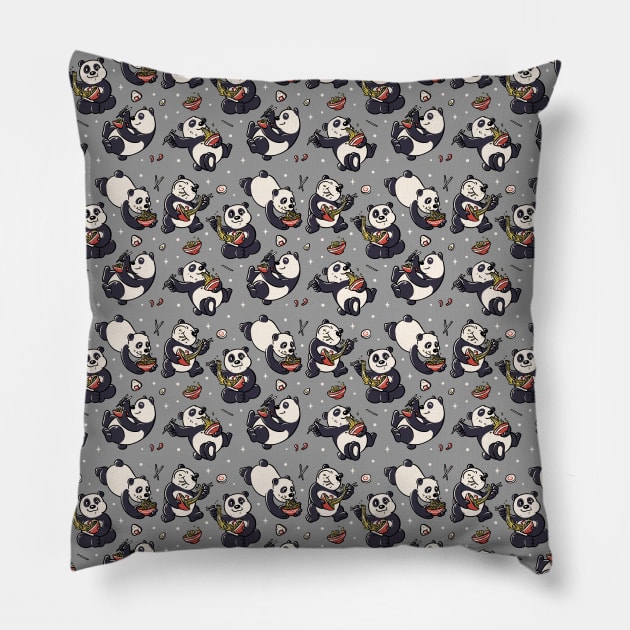 Pattern Ramen Pandas by Tobe Fonseca Pillow by Tobe_Fonseca