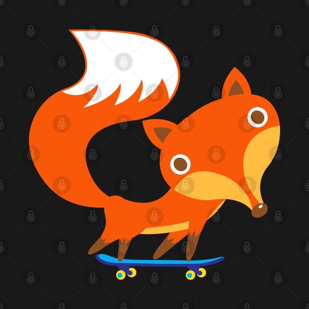 Fox and skateboard by Plushism