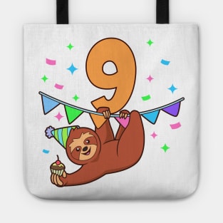 I am 9 with sloth - kids birthday 9 years old Tote