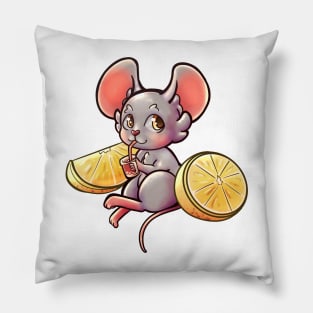 Mouse drinking lemonade (without background) Pillow