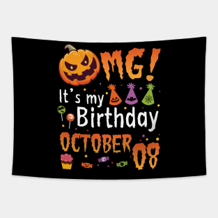 Happy To Me You Grandpa Nana Dad Mommy Son Daughter OMG It's My Birthday On October 08 Tapestry