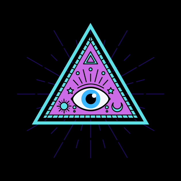 All Seeing eye - light blue and purp with blue eye by Just In Tee Shirts