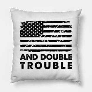 Retro American Flag Double Trouble Music Gift Pillow